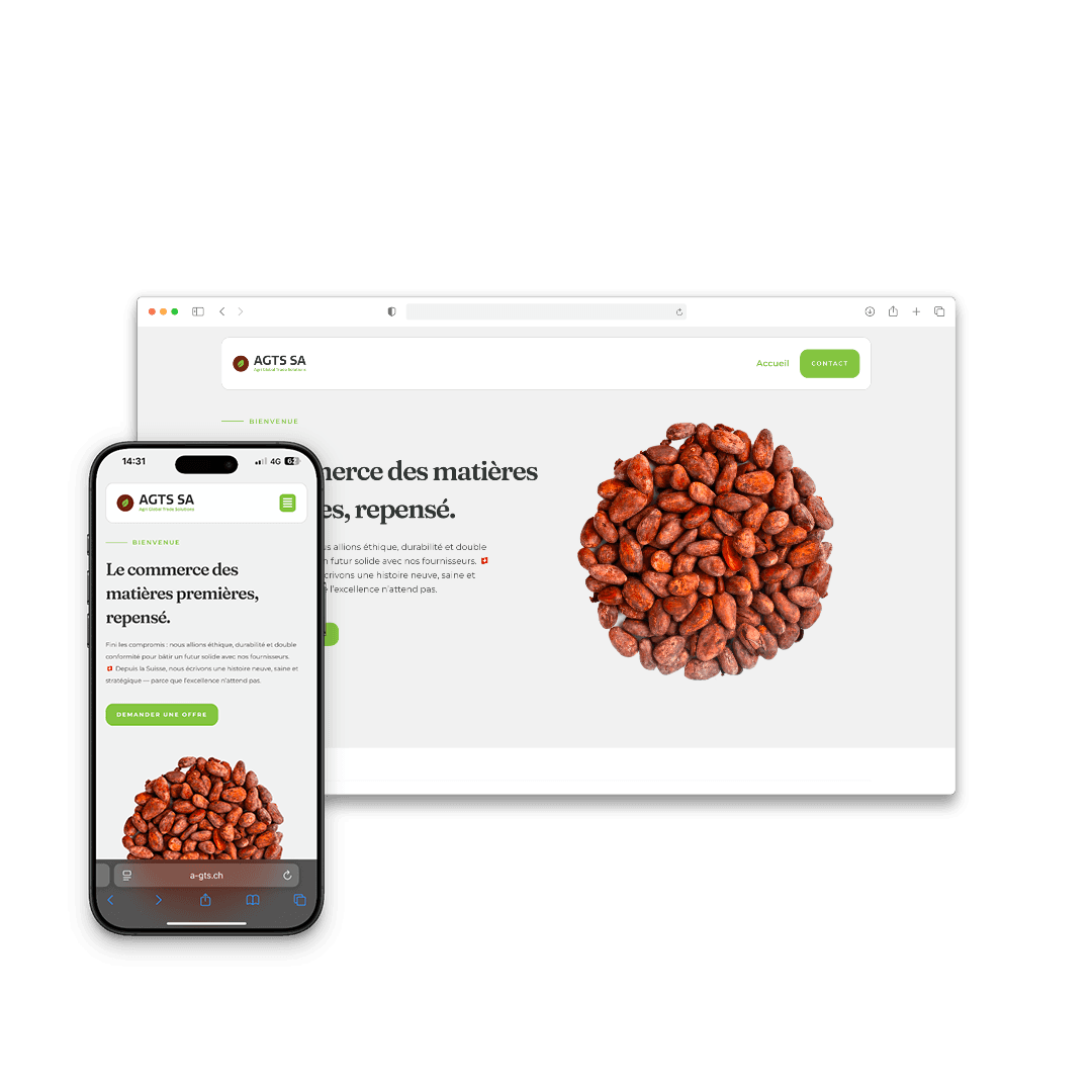 Site web réalisé par 2DS pour Agri Global Trade Solutions SA (Suisse)