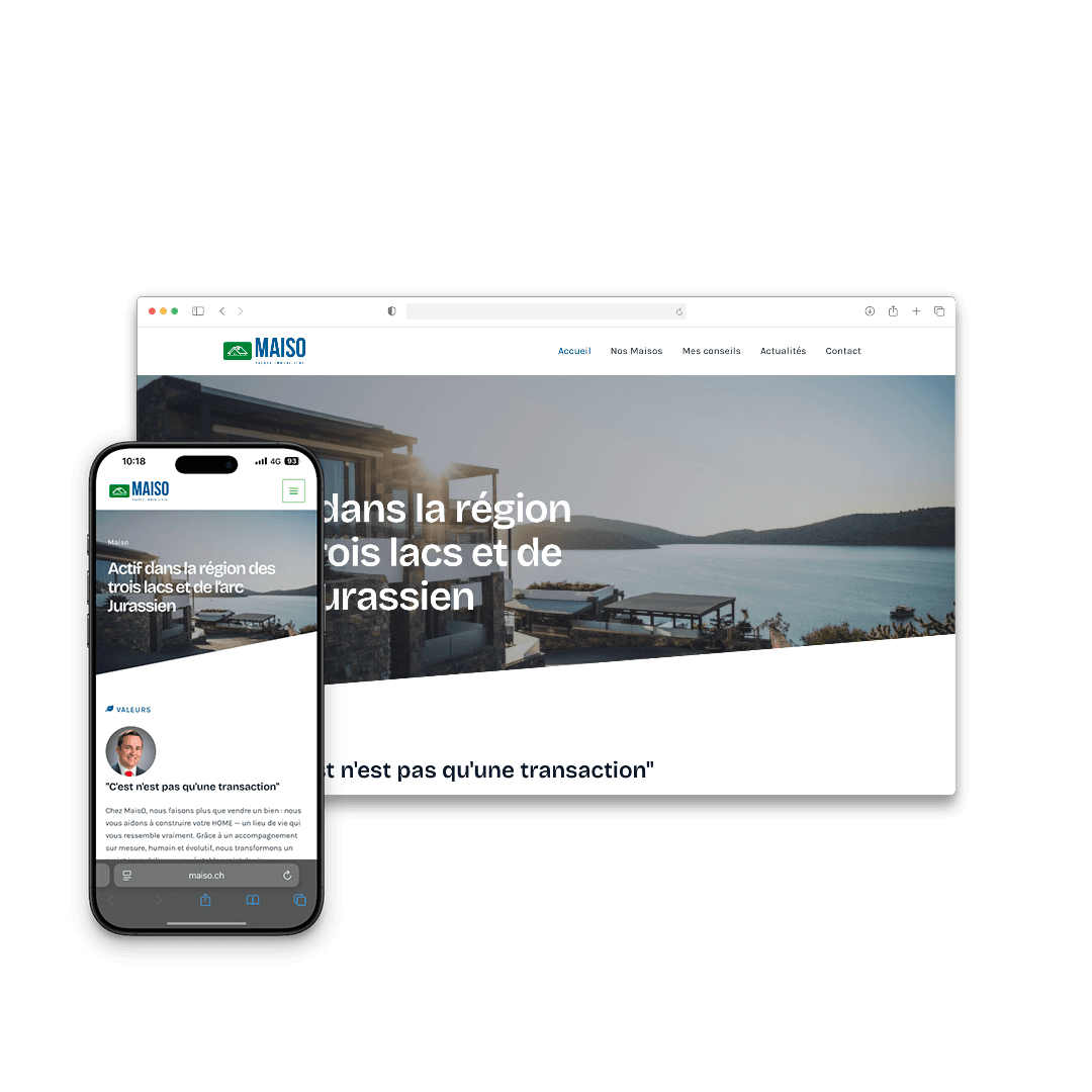 Site web réalisé par 2DS pour Maiso (Suisse)