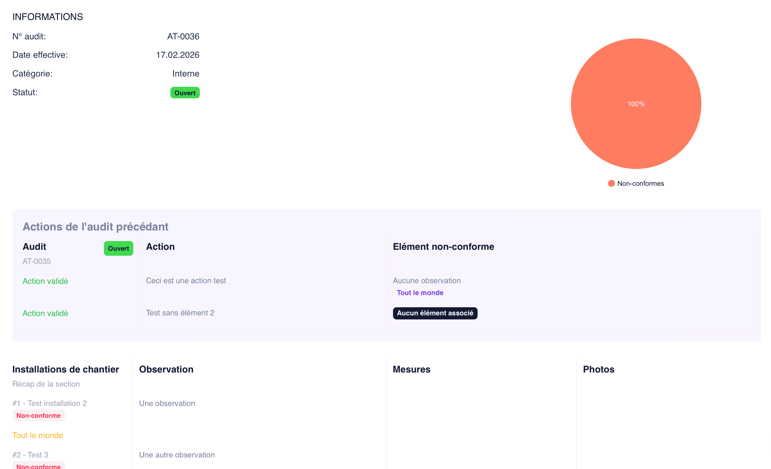 Capture d'écran de l'application NX Audit — Audit et conformité.