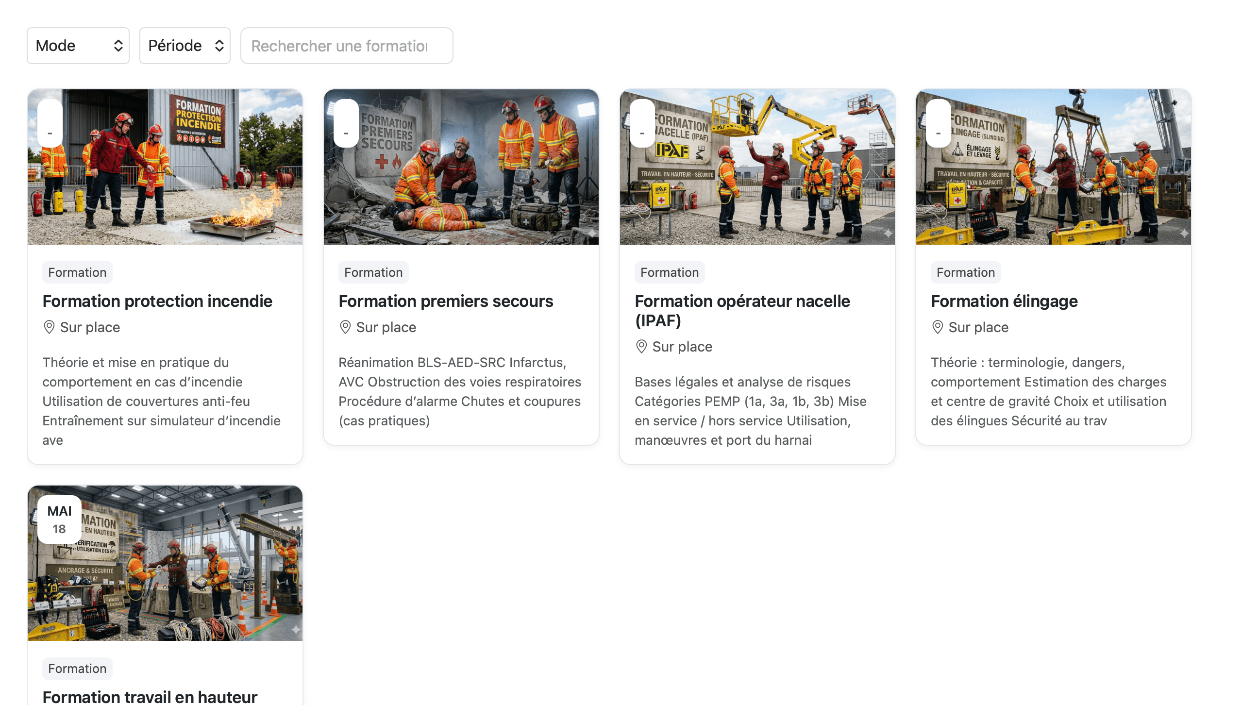 Capture d'écran de l'application NX Formation — Gestion des formations et certifications.