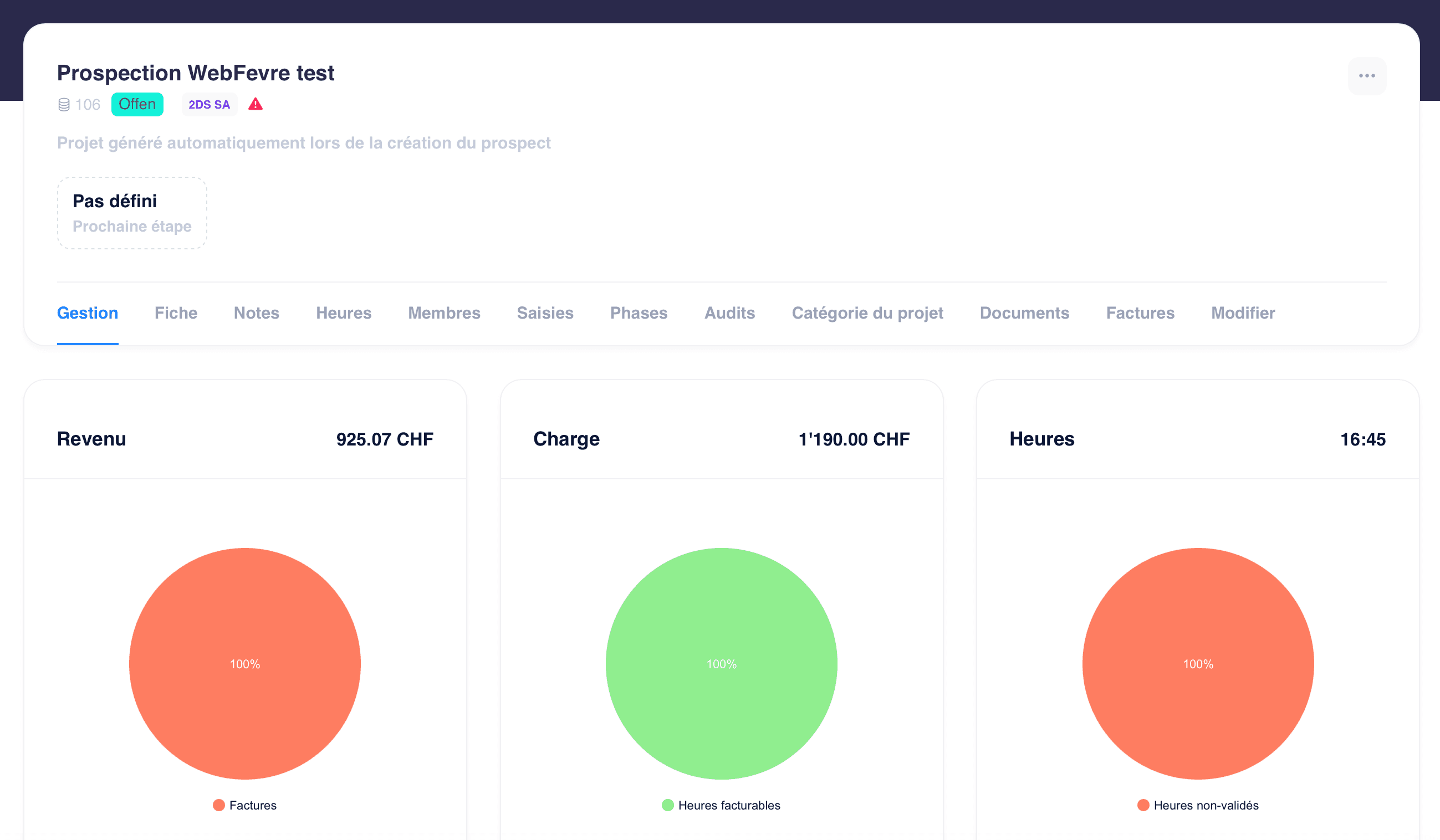 Capture d'écran de l'application NX Projet — Gestion de projets et suivi des tâches.