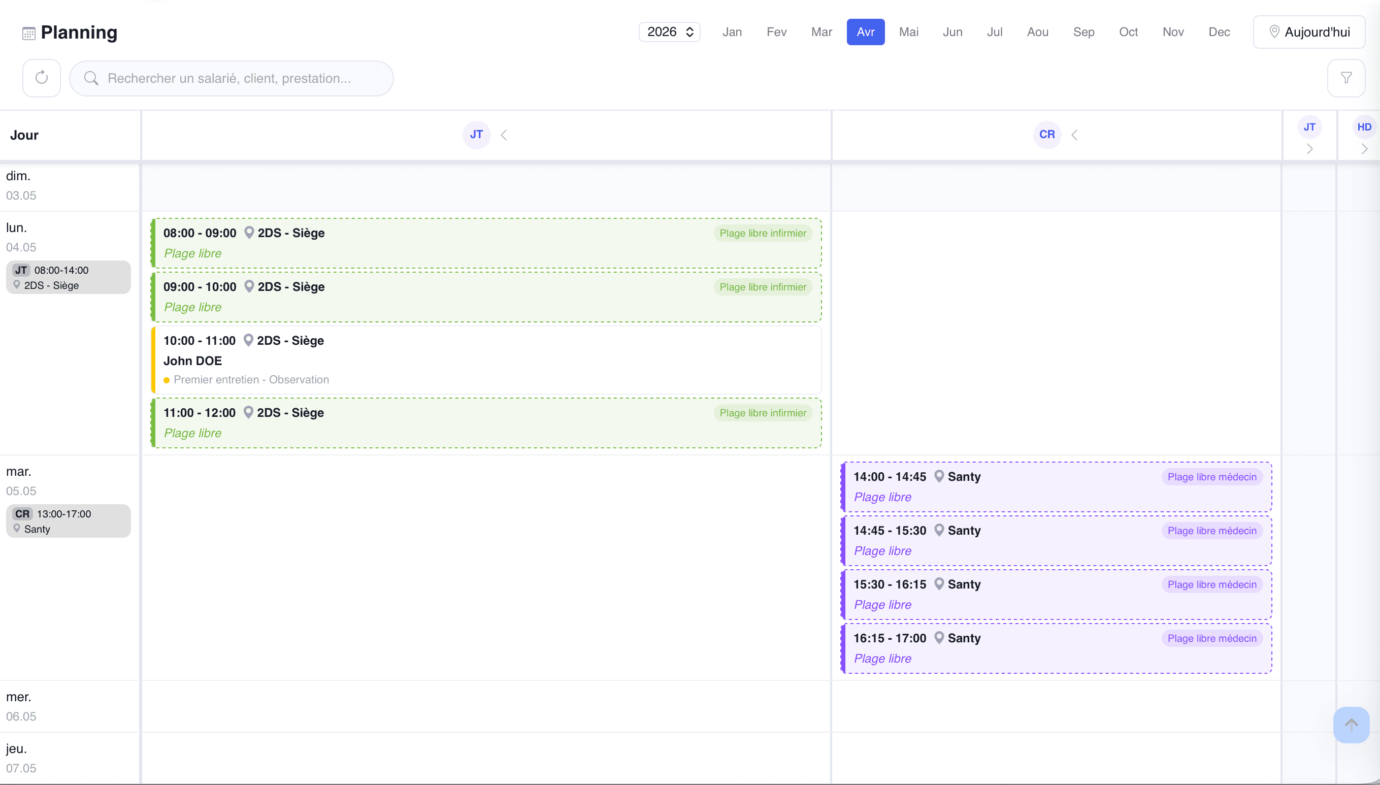 Capture d'écran de l'application NX Santy — Solution pour le domaine de la santé.