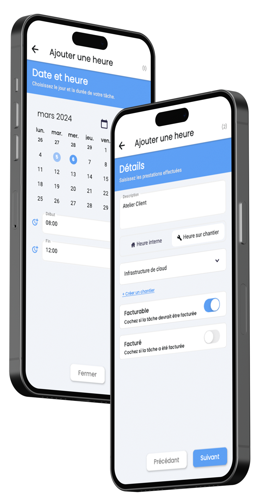 Heures application mobile